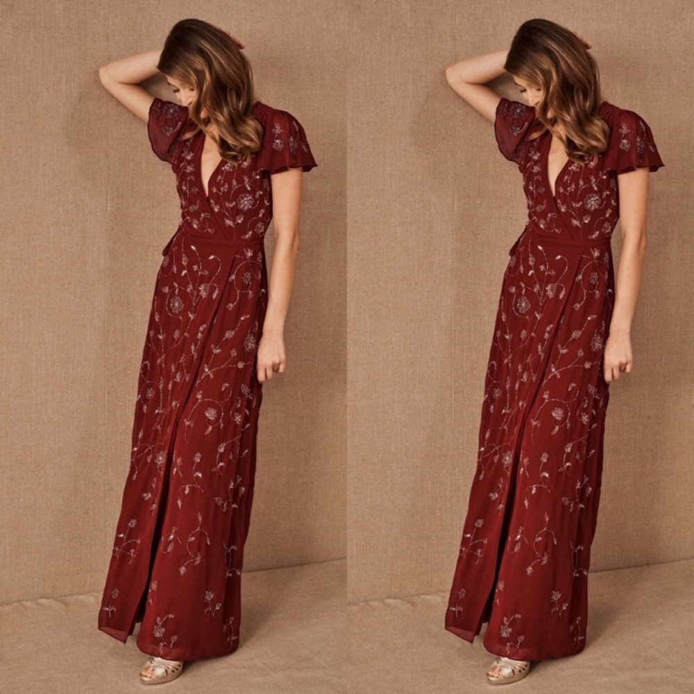 BHLDN Plymouth Wrap Dress RED NEW